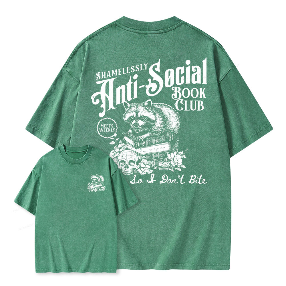 Pagewings Anti-Social Book Club Unisex Washed T-shirt