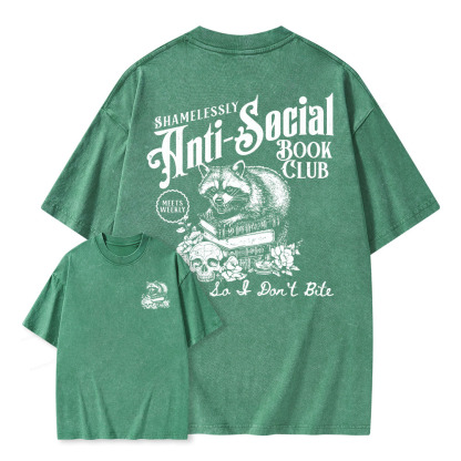 Pagewings Anti-Social Book Club Unisex Washed T-shirt