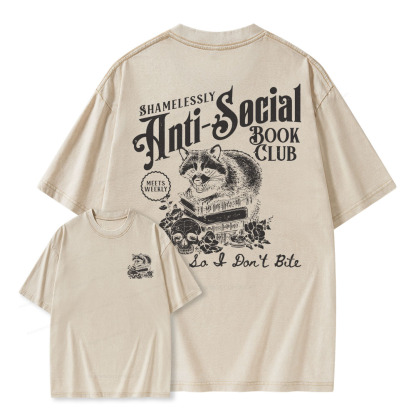 Pagewings Anti-Social Book Club Unisex Washed T-shirt
