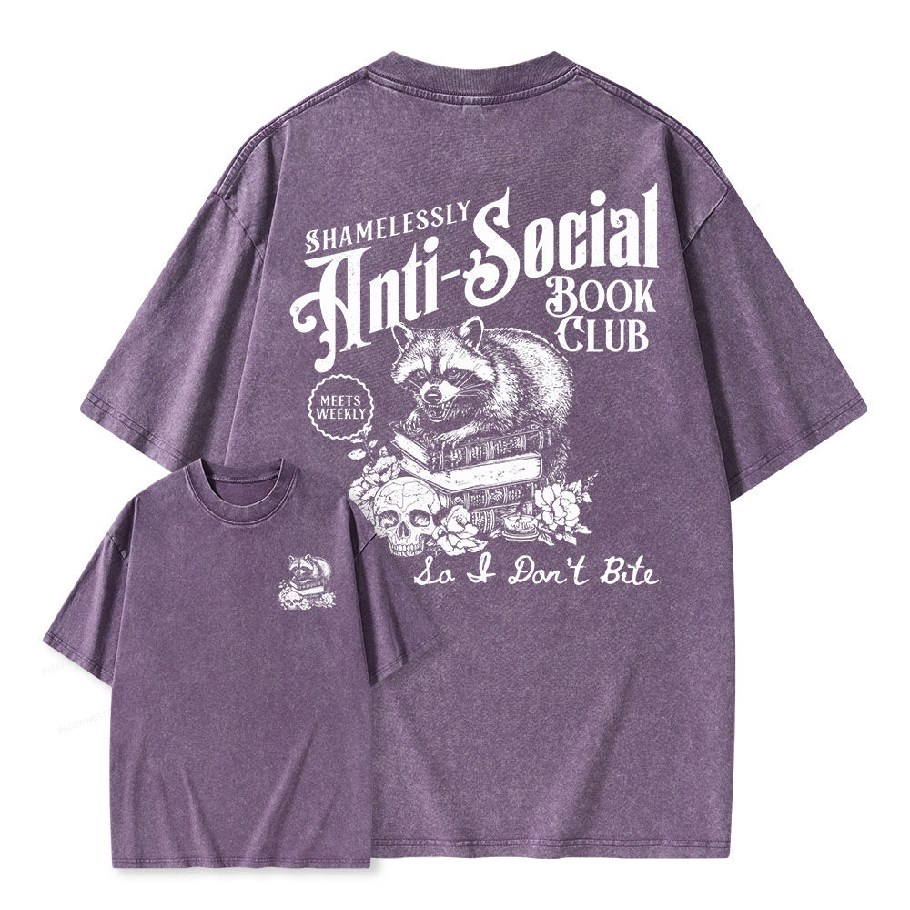 Pagewings Anti-Social Book Club Unisex Washed T-shirt
