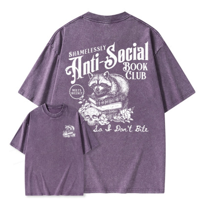 Pagewings Anti-Social Book Club Unisex Washed T-shirt