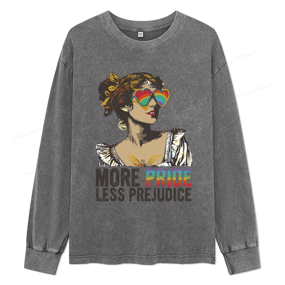 Pagewings More Pride Less Prejudice Unisex Washed Long Sleeve T-shirt
