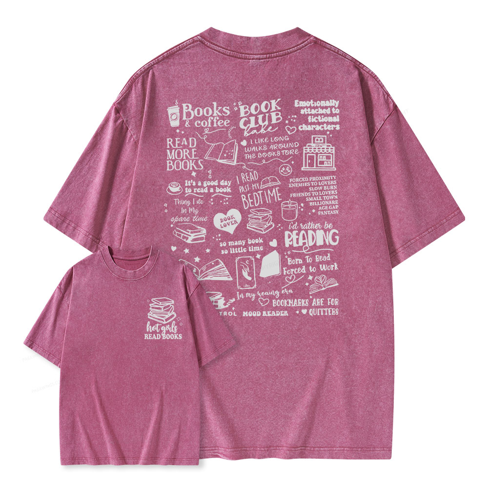 Pagewings Hot Girls Read Unisex Washed T-shirt