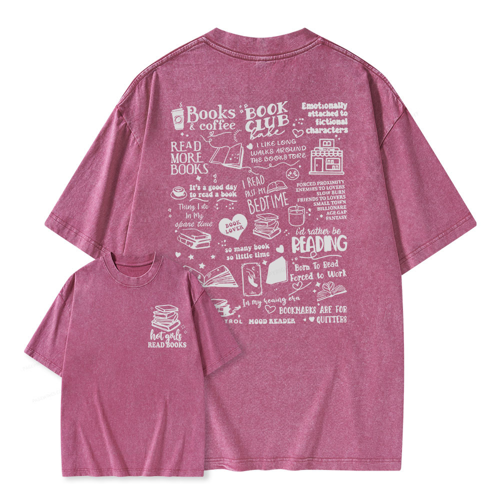 Pagewings Hot Girls Read Unisex Washed T-shirt