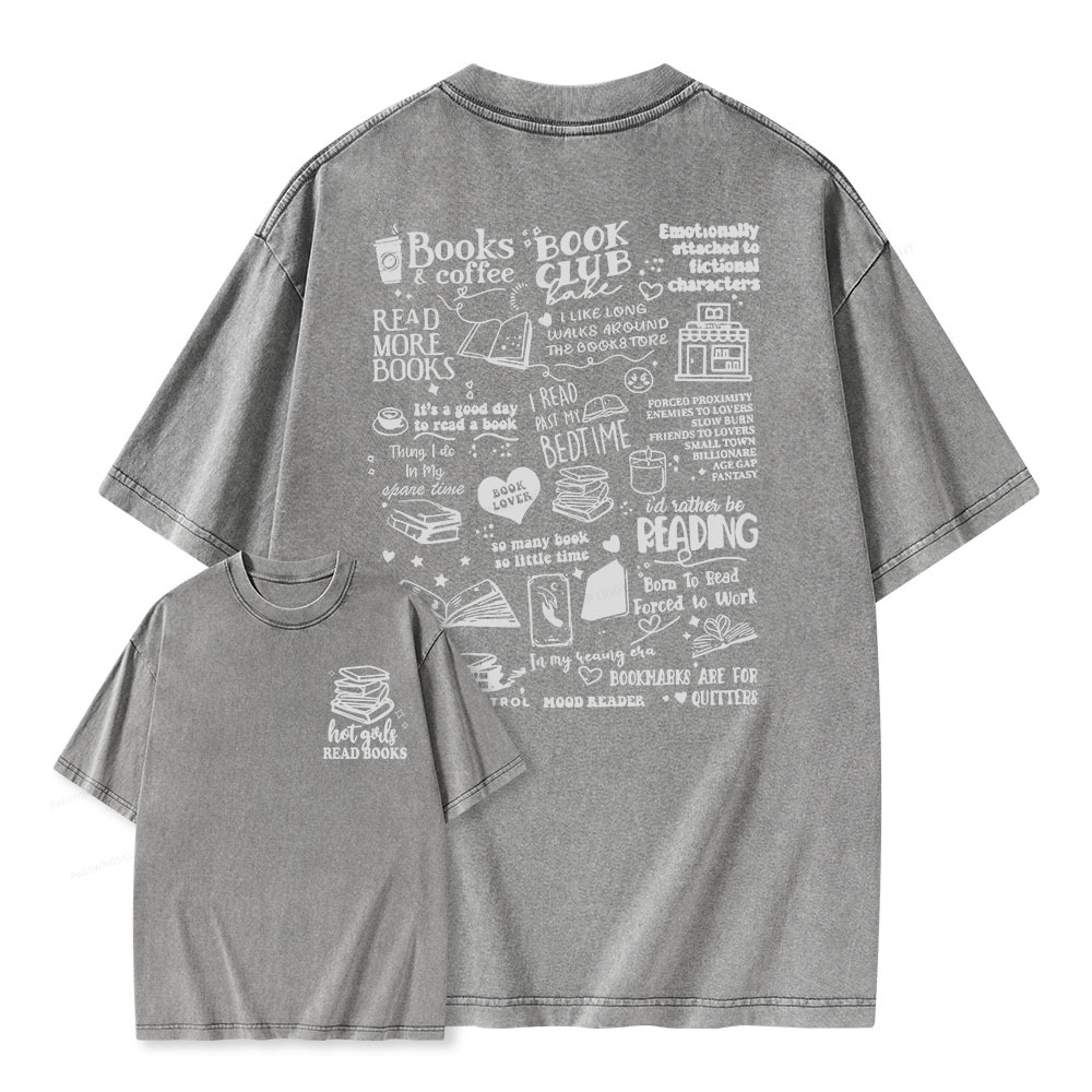 Pagewings Hot Girls Read Unisex Washed T-shirt