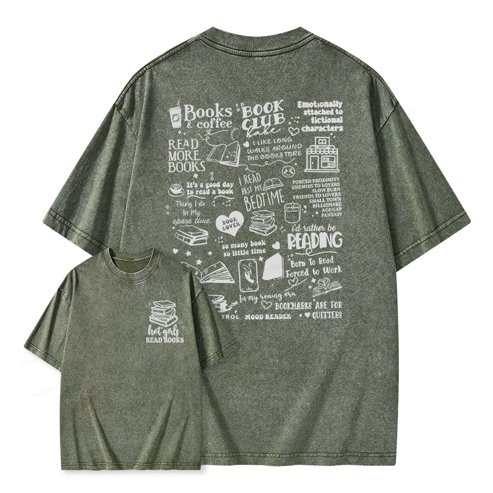Pagewings Hot Girls Read Unisex Washed T-shirt