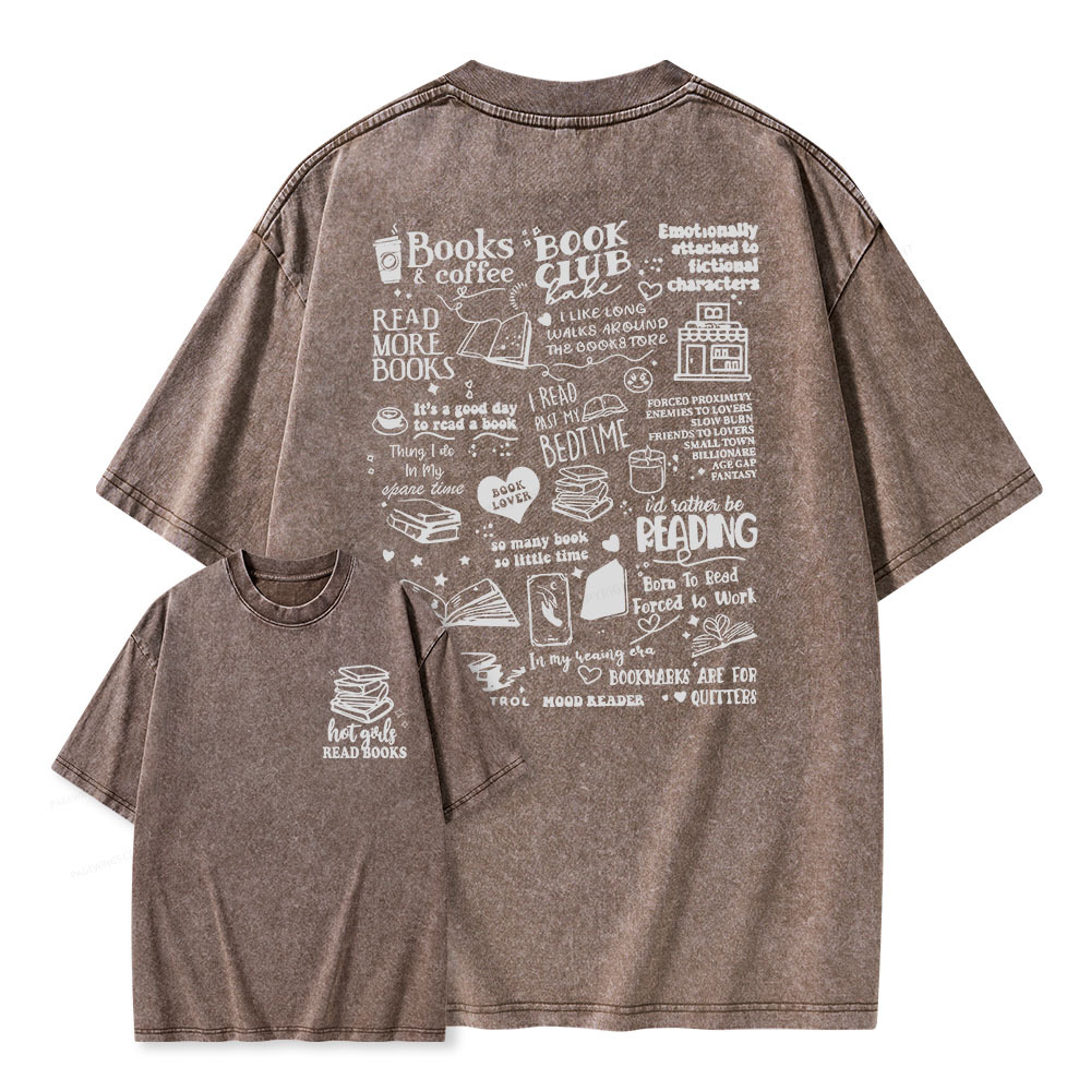 Pagewings Hot Girls Read Unisex Washed T-shirt