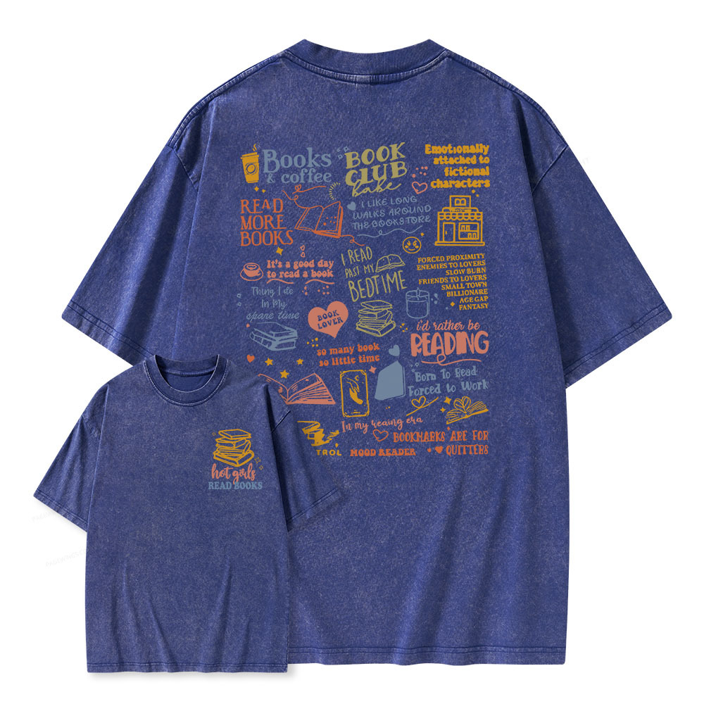 Pagewings Hot Girls Read Unisex Washed T-shirt