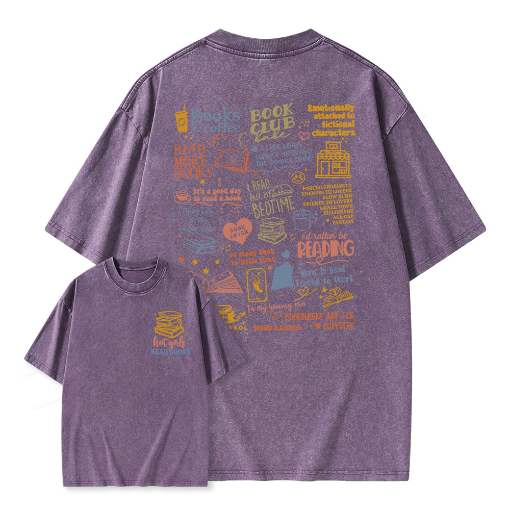 Pagewings Hot Girls Read Unisex Washed T-shirt
