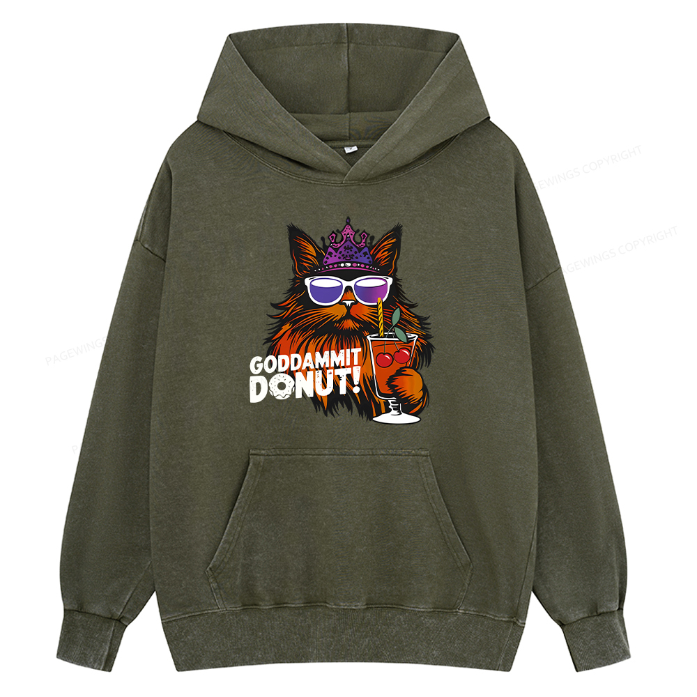 Pagewings Goddammit Donut Unisex Washed Hoodie