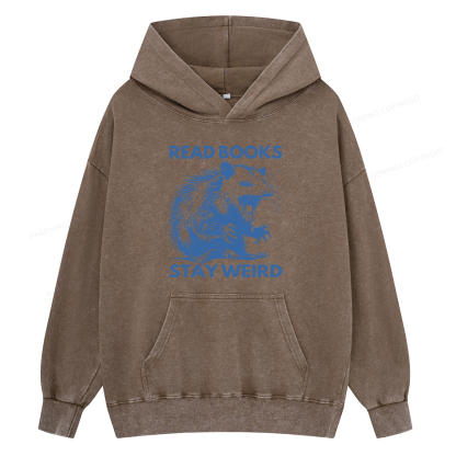 Pagewings Read Books Stay Weird Unisex Washed Hoodie