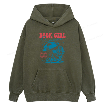 Pagewings Book Girl Summer Unisex Washed Hoodie