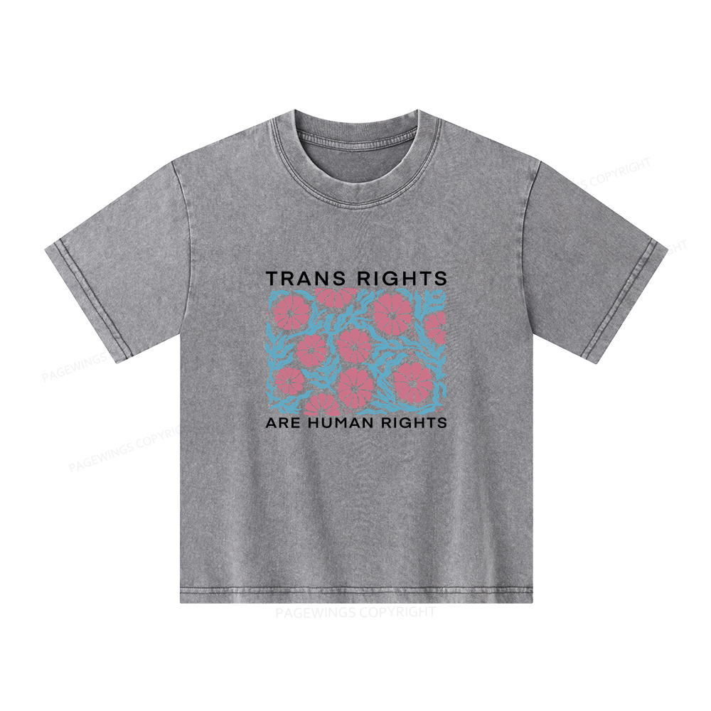Pagewings Trans Rights Are Human Rights Unisex Kids Washed T-shirt