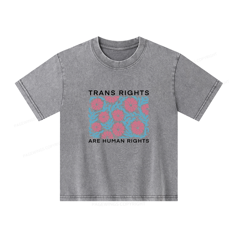 Pagewings Trans Rights Are Human Rights Unisex Kids Washed T-shirt