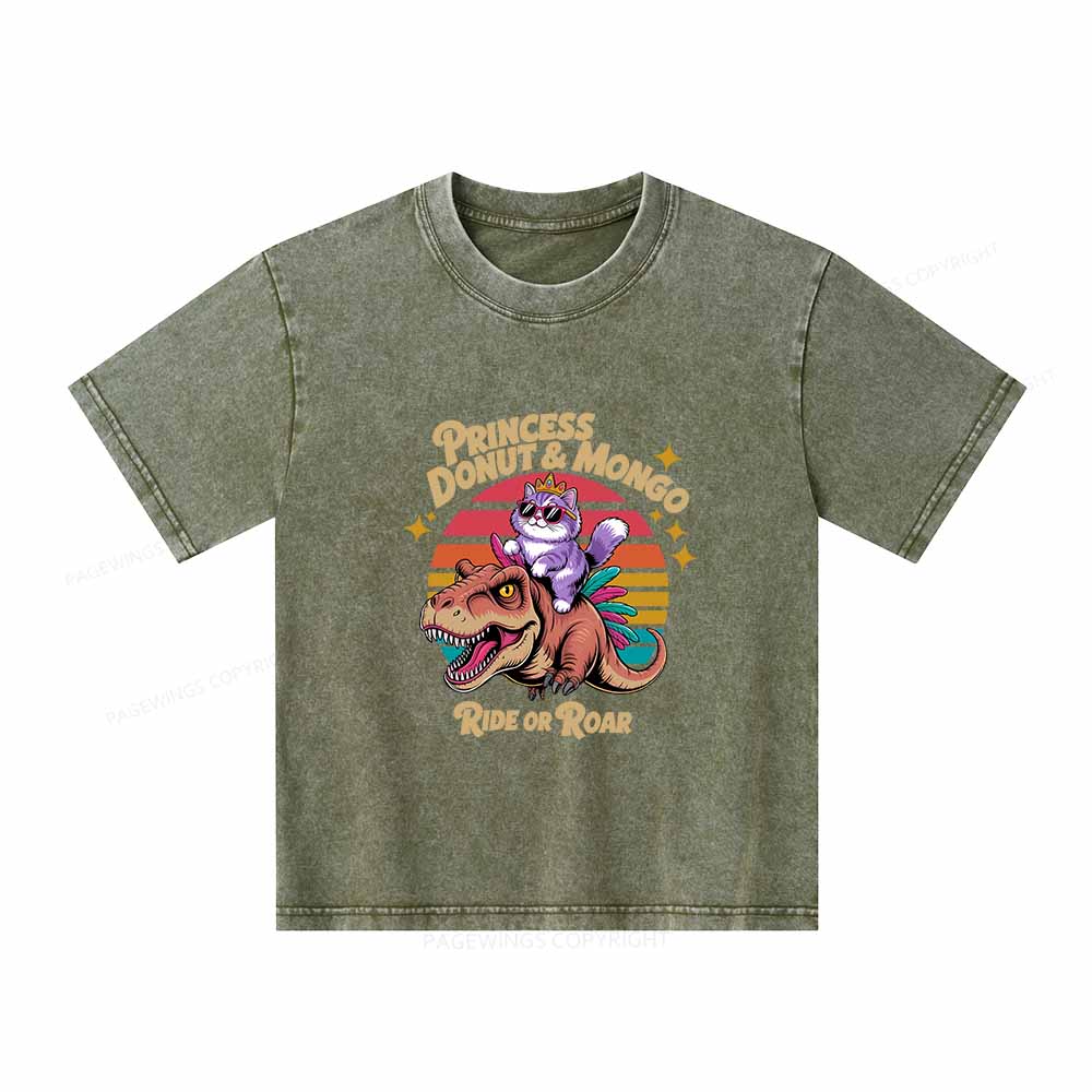 Pagewings Princess Donut & Mongo Unisex Kids Washed T-shirt