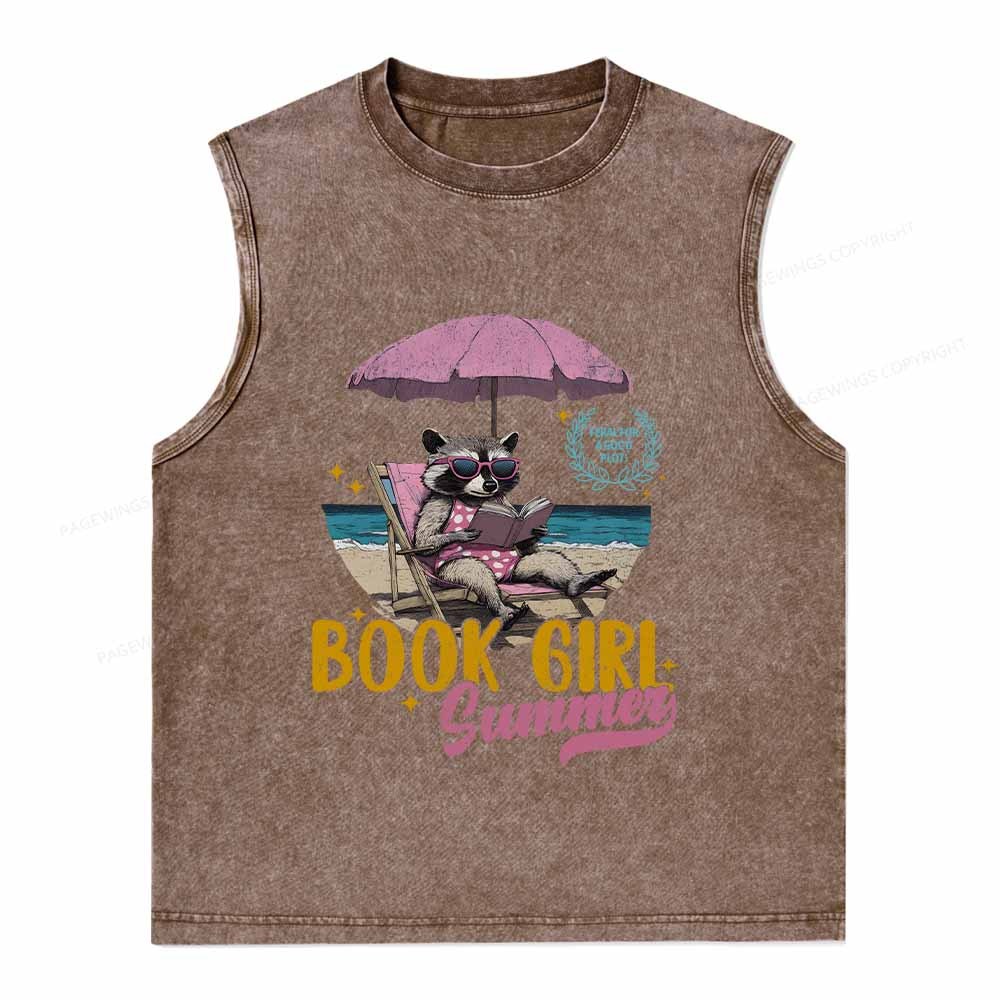 Pagewings Book Girl Summer Washed Tank Top