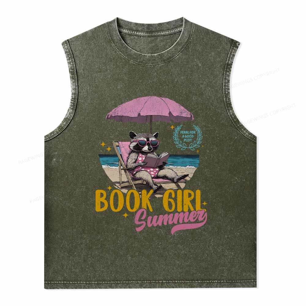 Pagewings Book Girl Summer Washed Tank Top