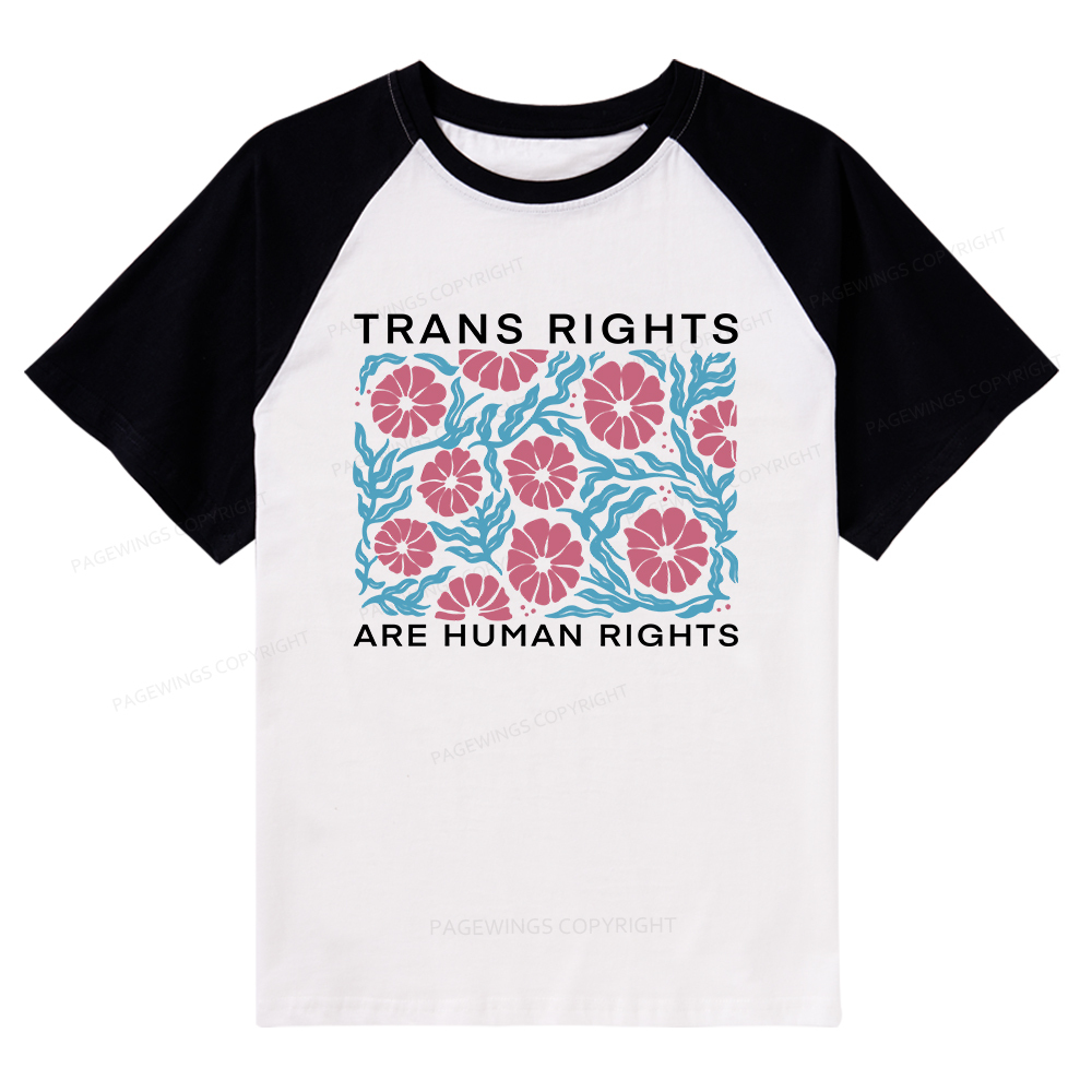 Pagewings Trans Rights Are Human Rights Raglan T-shirt