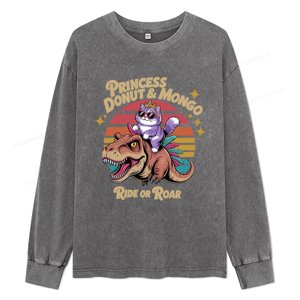 Pagewings Princess Donut & Mongo Unisex Washed Long Sleeve T-shirt