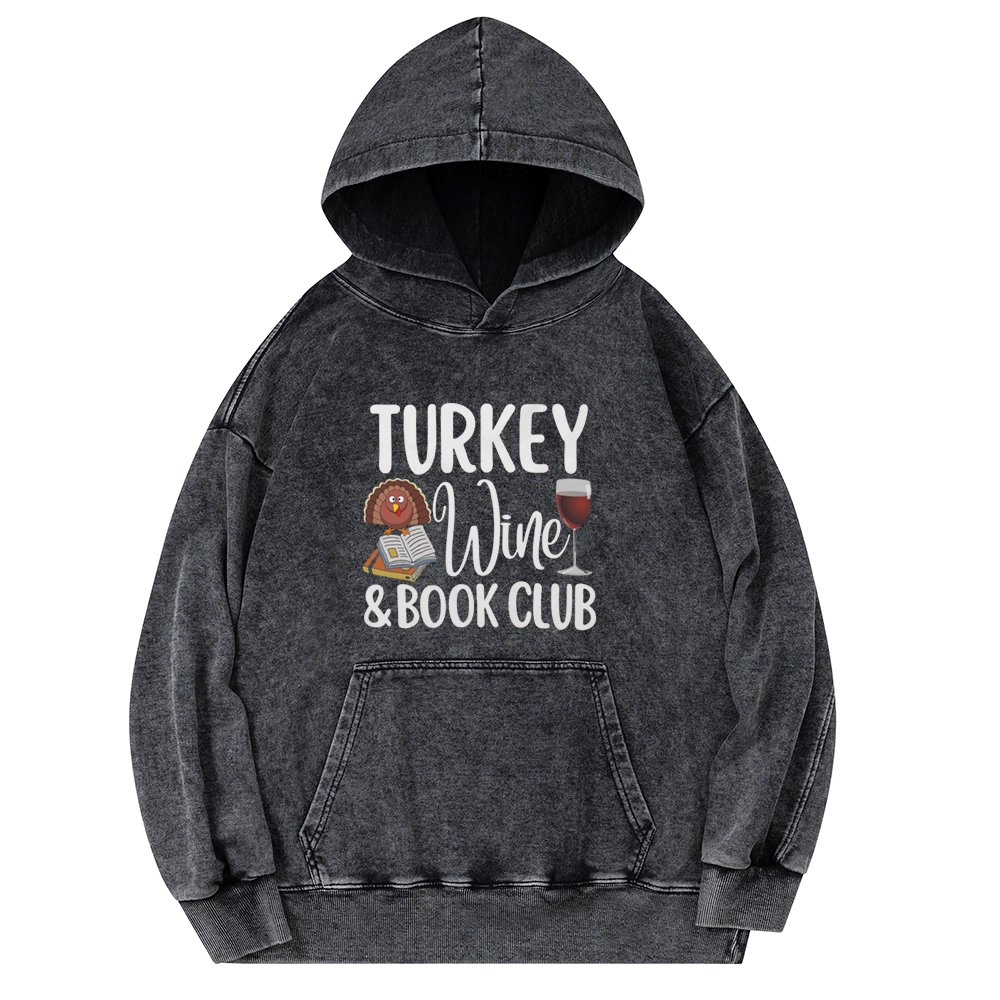 Pagewings Book Club Wine Unisex Washed Hoodie