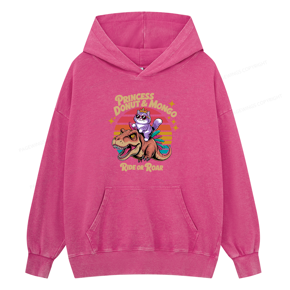 Pagewing Princess Donut & Mongo Unisex Washed Hoodie