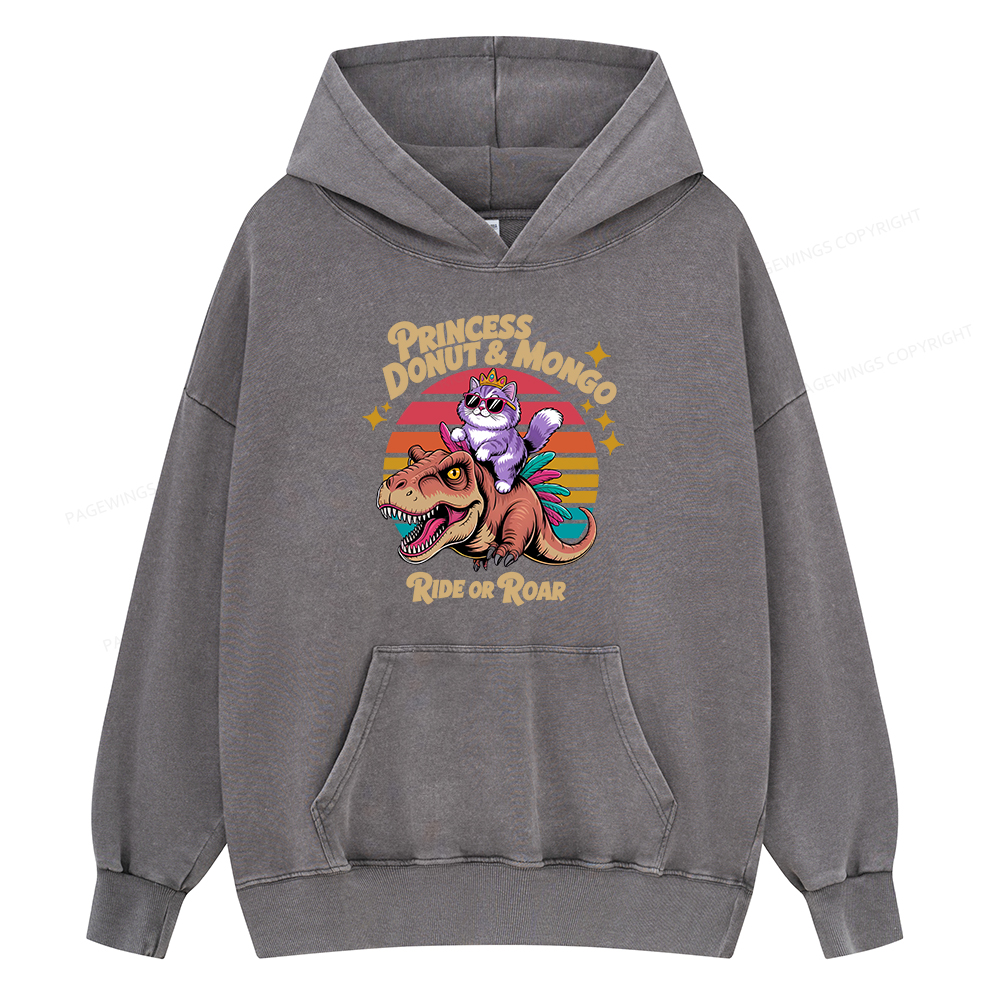 Pagewing Princess Donut & Mongo Unisex Washed Hoodie