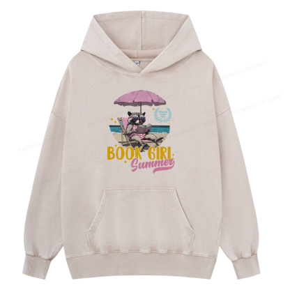 Pagewing Book Girl Summer Unisex Washed Hoodie