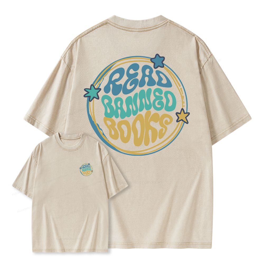 Pagewings Read Banned Books Unisex Washed T-shirt