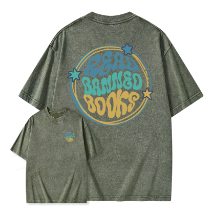 Pagewings Read Banned Books Unisex Washed T-shirt
