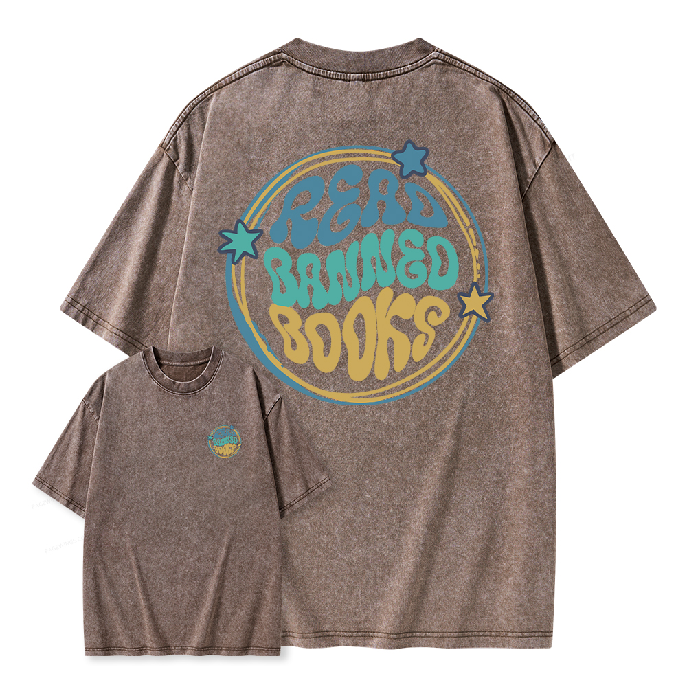 Pagewings Read Banned Books Unisex Washed T-shirt