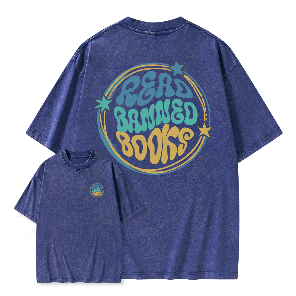 Pagewings Read Banned Books Unisex Washed T-shirt