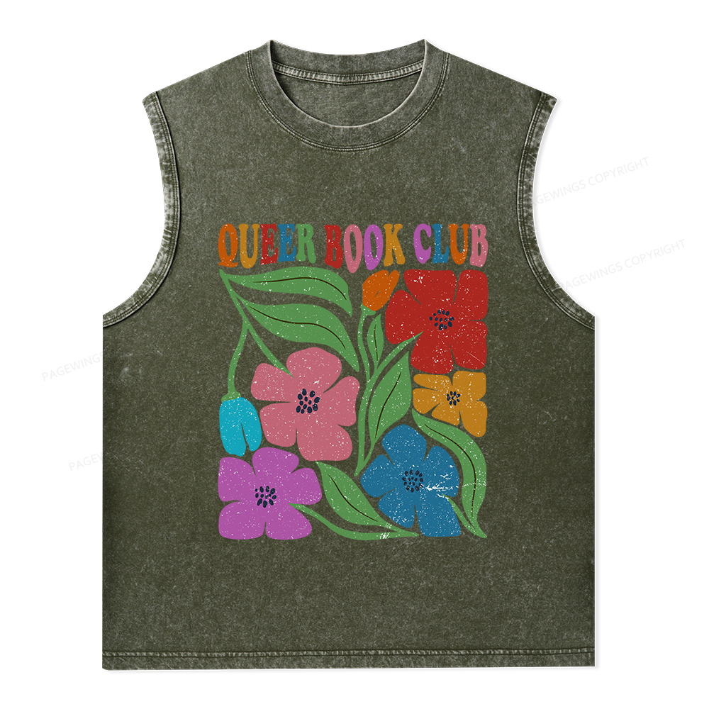 Pagewings Queer Book Club Unisex Washed Tank Top
