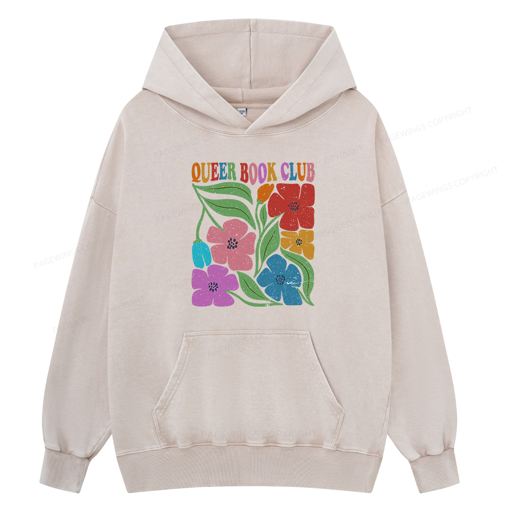 Pagewing Queer Book Club Unisex Washed Hoodie