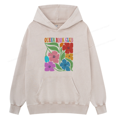 Pagewing Queer Book Club Unisex Washed Hoodie