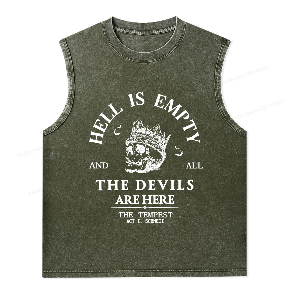 Pagewings Hell Is Empty And All The Devils Are Here Unisex Washed Tank Top