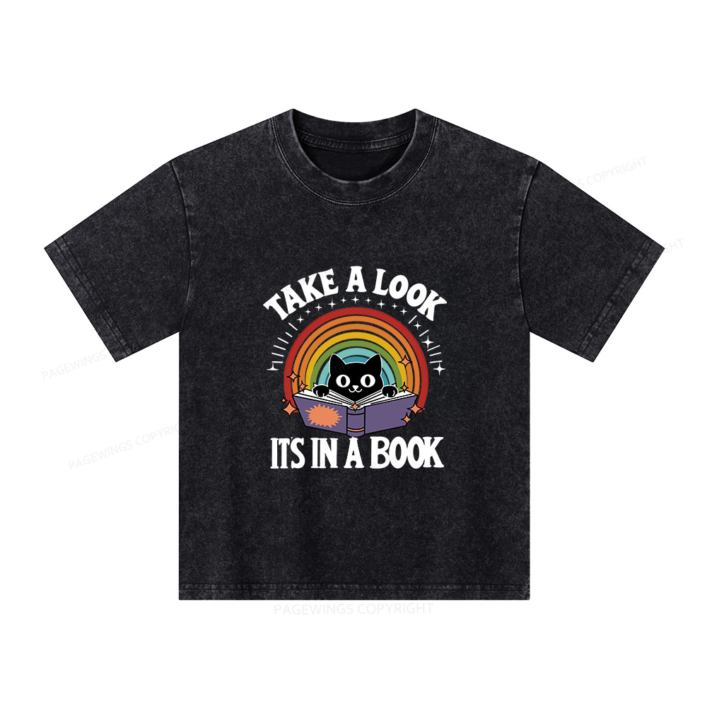 Pagewings Take A Look Its In A Book Unisex Kids Washed T-shirt