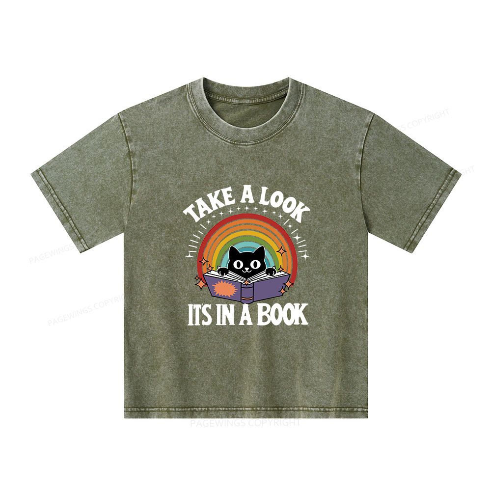 Pagewings Take A Look Its In A Book Unisex Kids Washed T-shirt