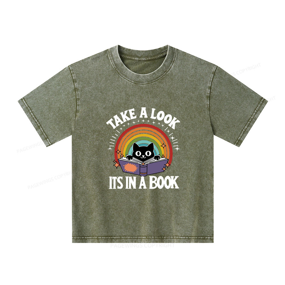 Pagewings Take A Look Its In A Book Unisex Kids Washed T-shirt