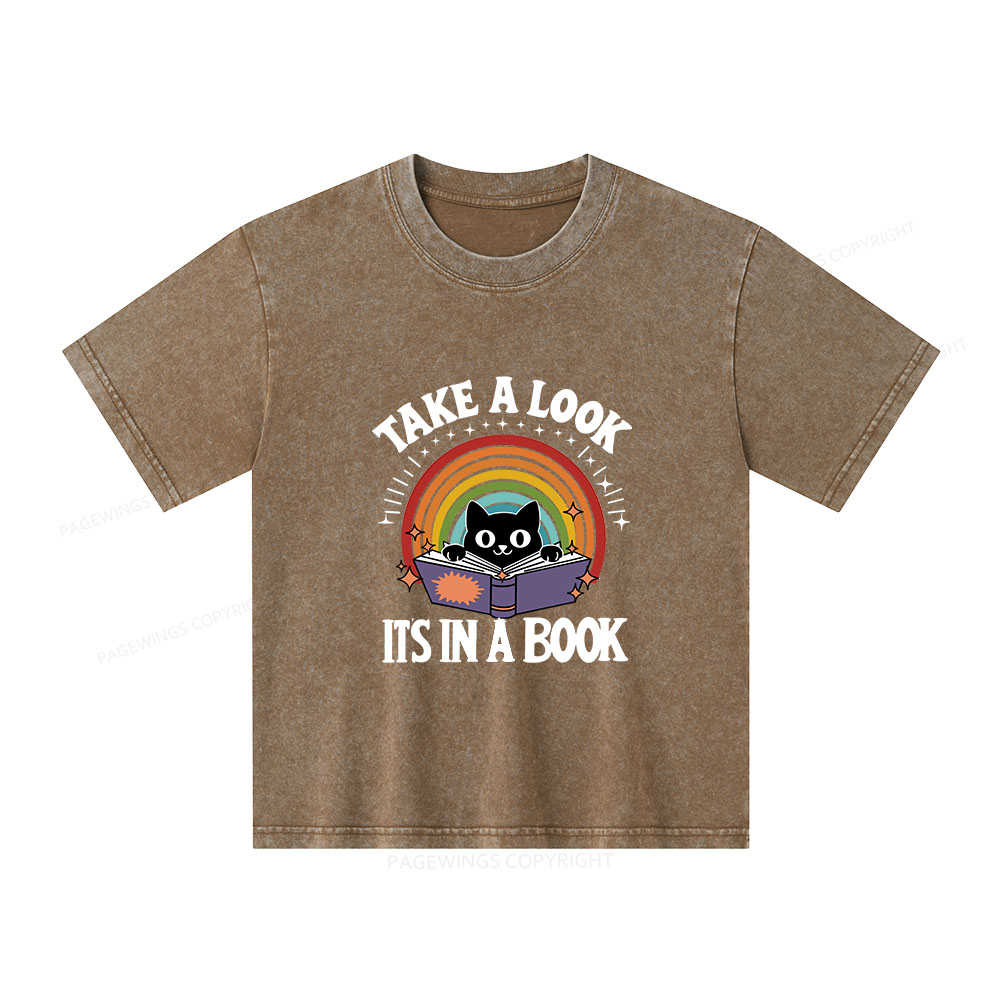 Pagewings Take A Look Its In A Book Unisex Kids Washed T-shirt