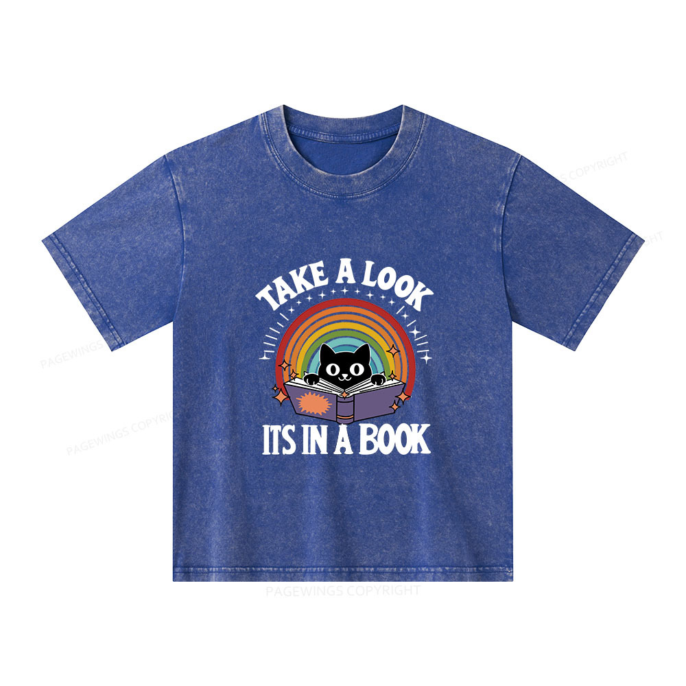 Pagewings Take A Look Its In A Book Unisex Kids Washed T-shirt