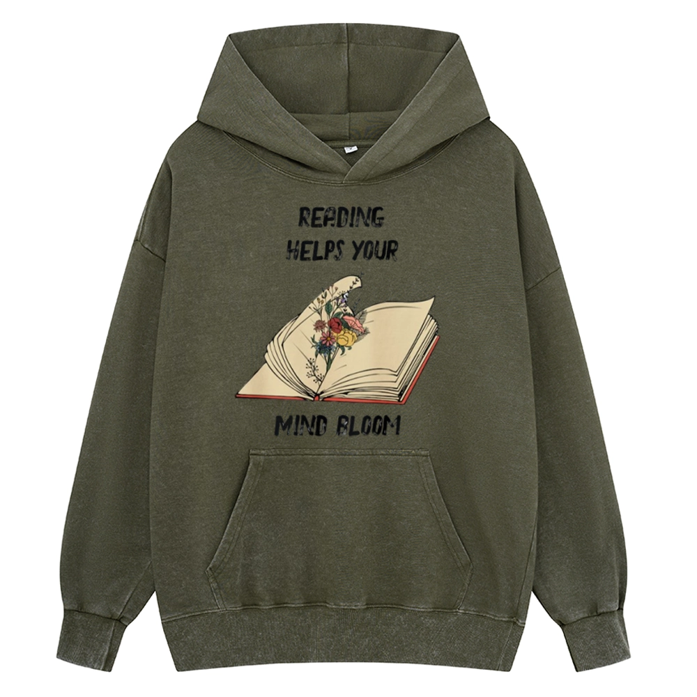Pagewings Personalised Vintage Reading Book Wild Flowers Unisex Washed Hoodie