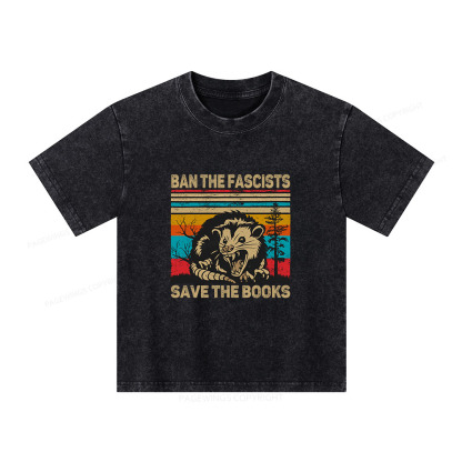 Pagewings Ban The Fascists  Save The Books Unisex Kids Washed T-shirt