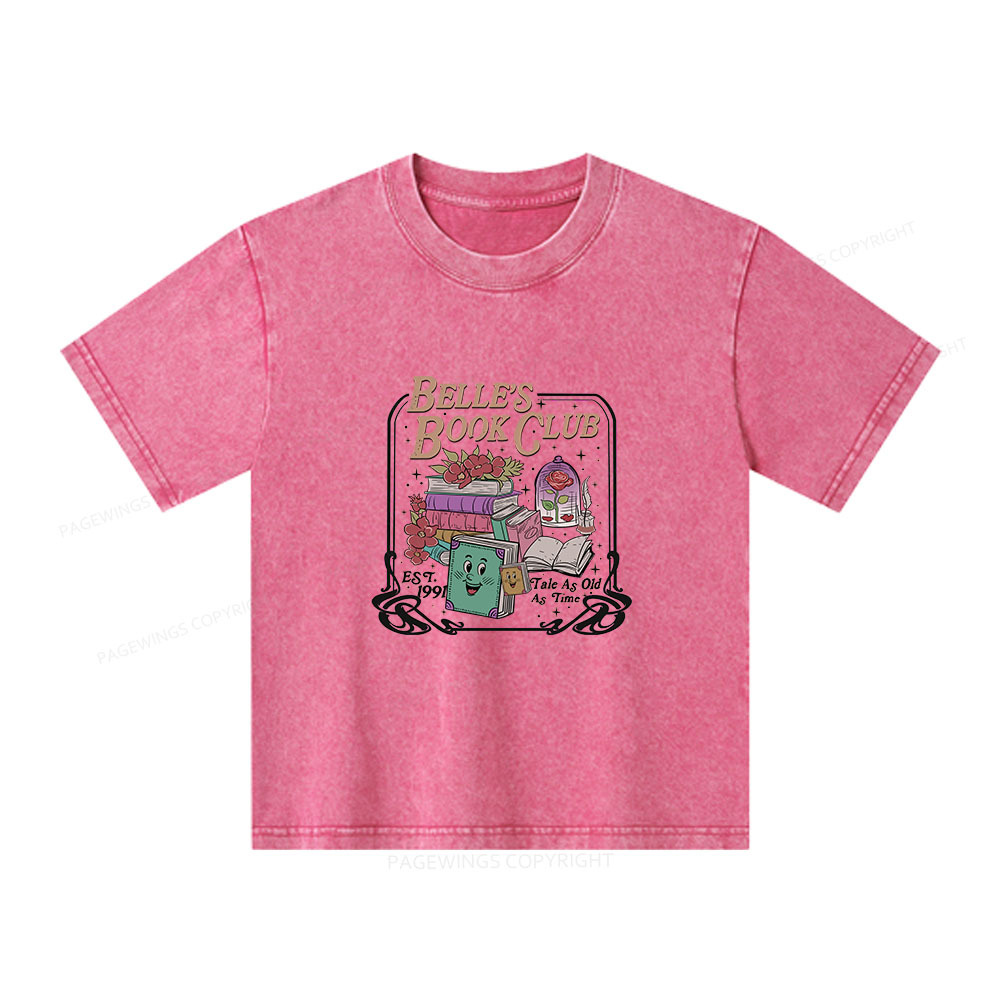 Pagewings Belle's Book Club Unisex Kids Washed T-shirt