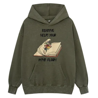 Pagewings Personalised Vintage Reading Book Wild Flowers Unisex Washed Hoodie