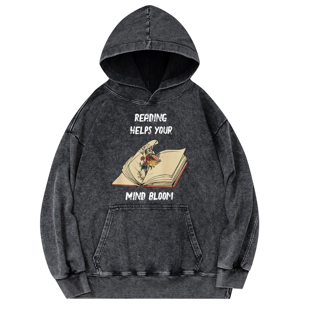 Pagewings Personalised Vintage Reading Book Wild Flowers Unisex Washed Hoodie