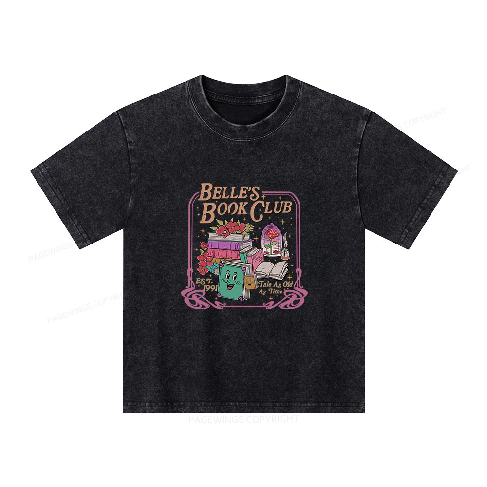 Pagewings Belle's Book Club Unisex Kids Washed T-shirt