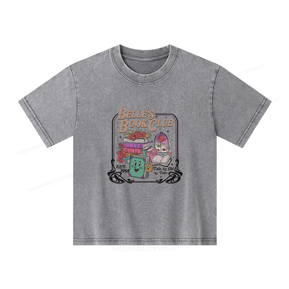 Pagewings Belle's Book Club Unisex Kids Washed T-shirt