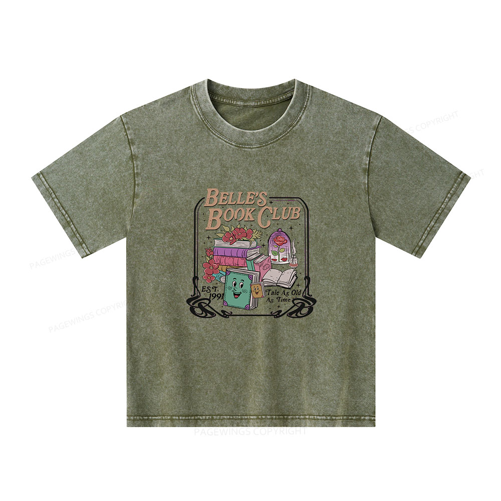 Pagewings Belle's Book Club Unisex Kids Washed T-shirt