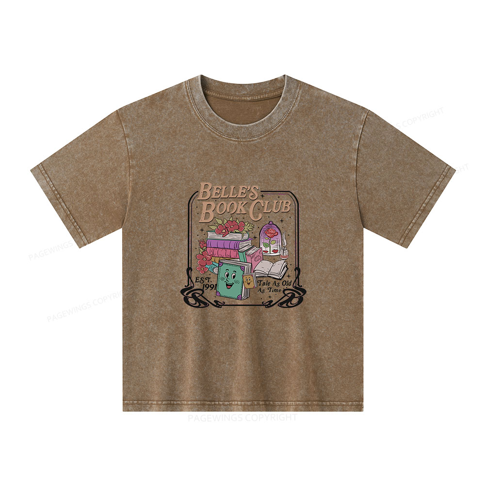 Pagewings Belle's Book Club Unisex Kids Washed T-shirt