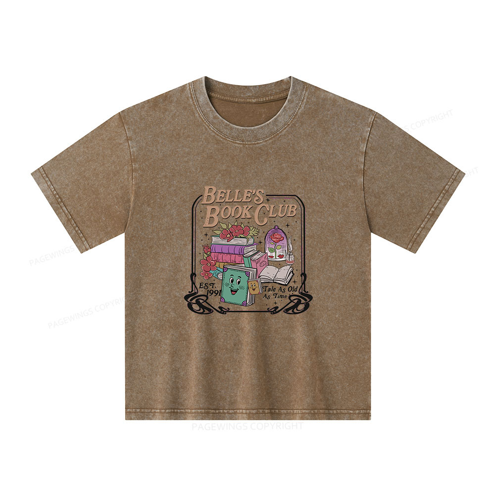 Pagewings Belle's Book Club Unisex Kids Washed T-shirt